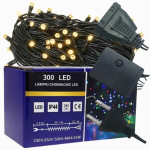 Lampki choinkowe 300 LED 24m biały ciepły zewnętrzne wewnętrzne